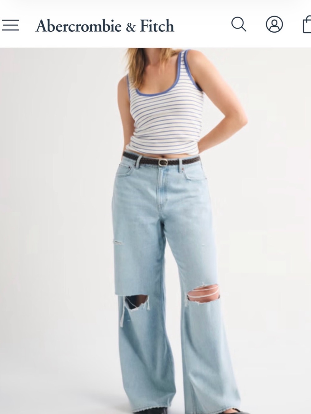 Abercrombie & Fitch Light Blue Ripped Boyfriend Jeans